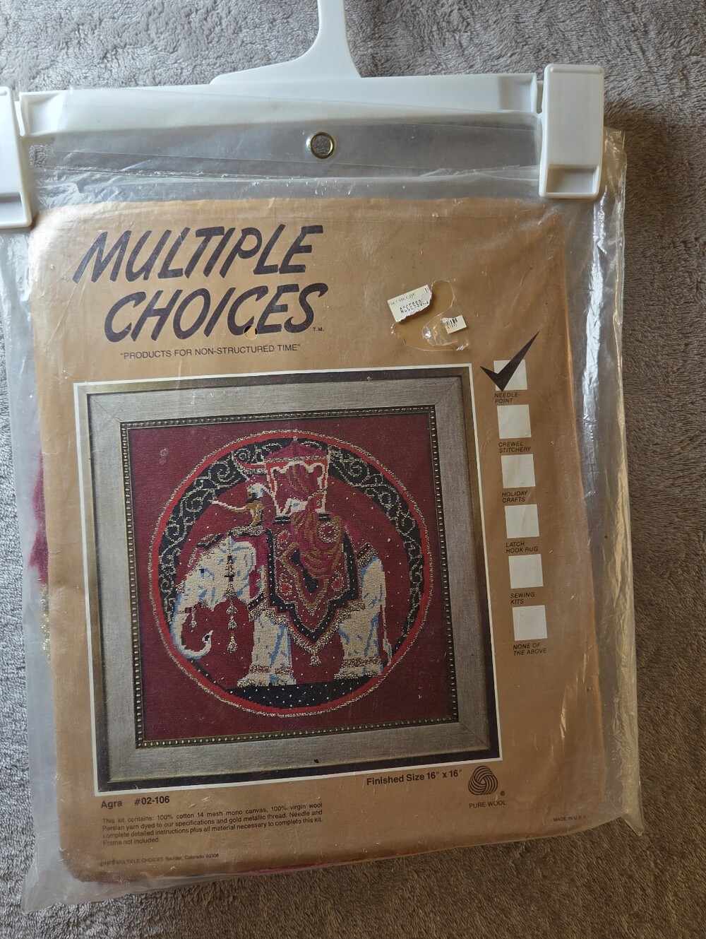 Vintage "Multiple Choices" Needlepoint Kit - Agra Elephant